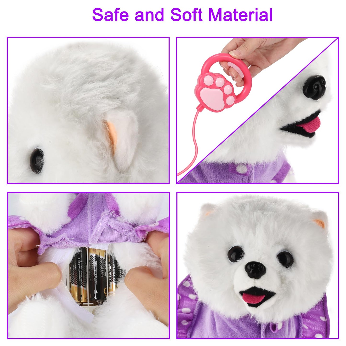 GOBRILLFUN Walking Dog Toy Remote Control, Walking and Barking Robot Dog, Electronic Plush Puppy Toy for Kids Age 3-6, Ideal Gif