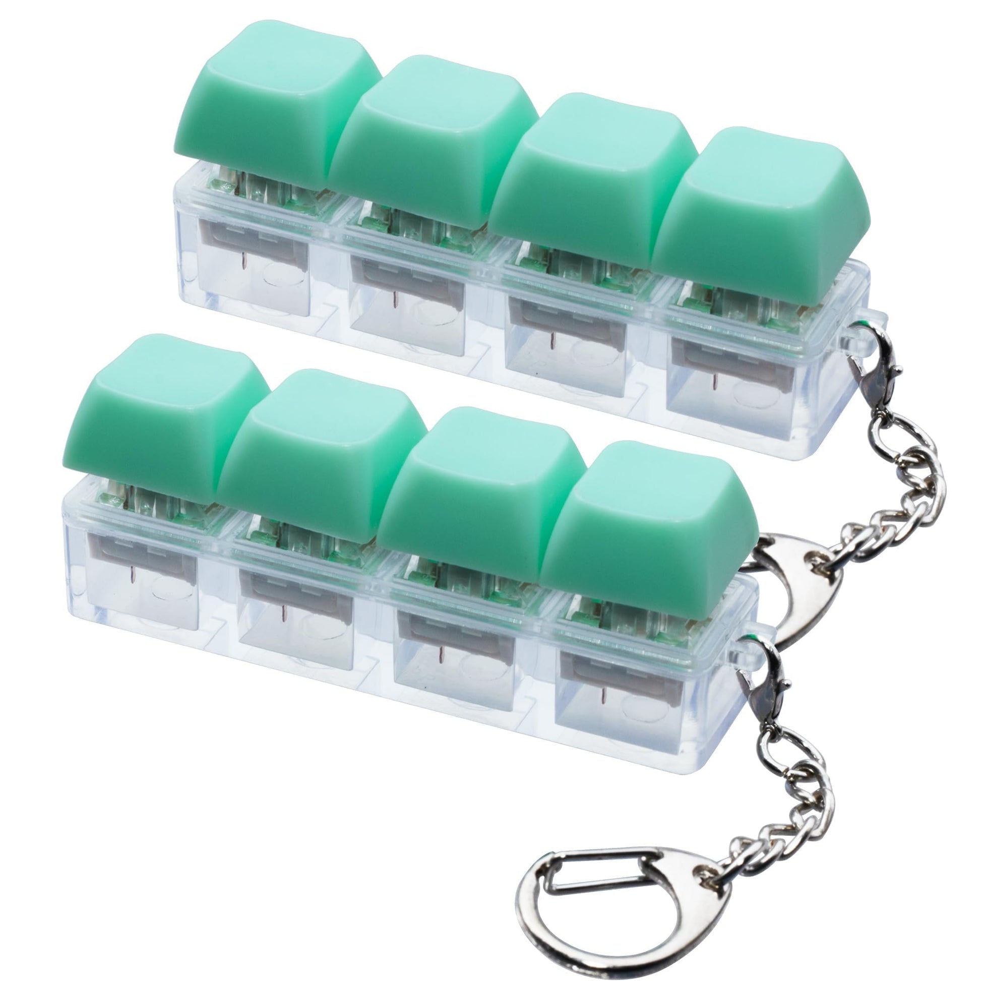 2 Pcs Keyboard Fidget Toy  Keyboard Fidget Keychain 4-in-1 Keyboard Decompression Button Finger Clicker Toys  Button Stress Relief Fidget Gifts for mature-themed to Relief Stress (Light Green)