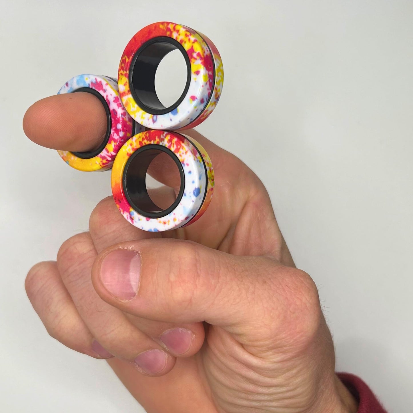 Four Brothers Colorful Magnetic Rings Fidget Toy Set For Stress Relief And Focus, Ideal For Adhd And Anxiety (Groovy Meadow) - 3