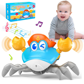 Yeriayha Crawling Crab Baby Toy: Infant Tummy Time Baby Toys With Music, Interactive Sensory Infant Walking Dancing Crab Toys Fo