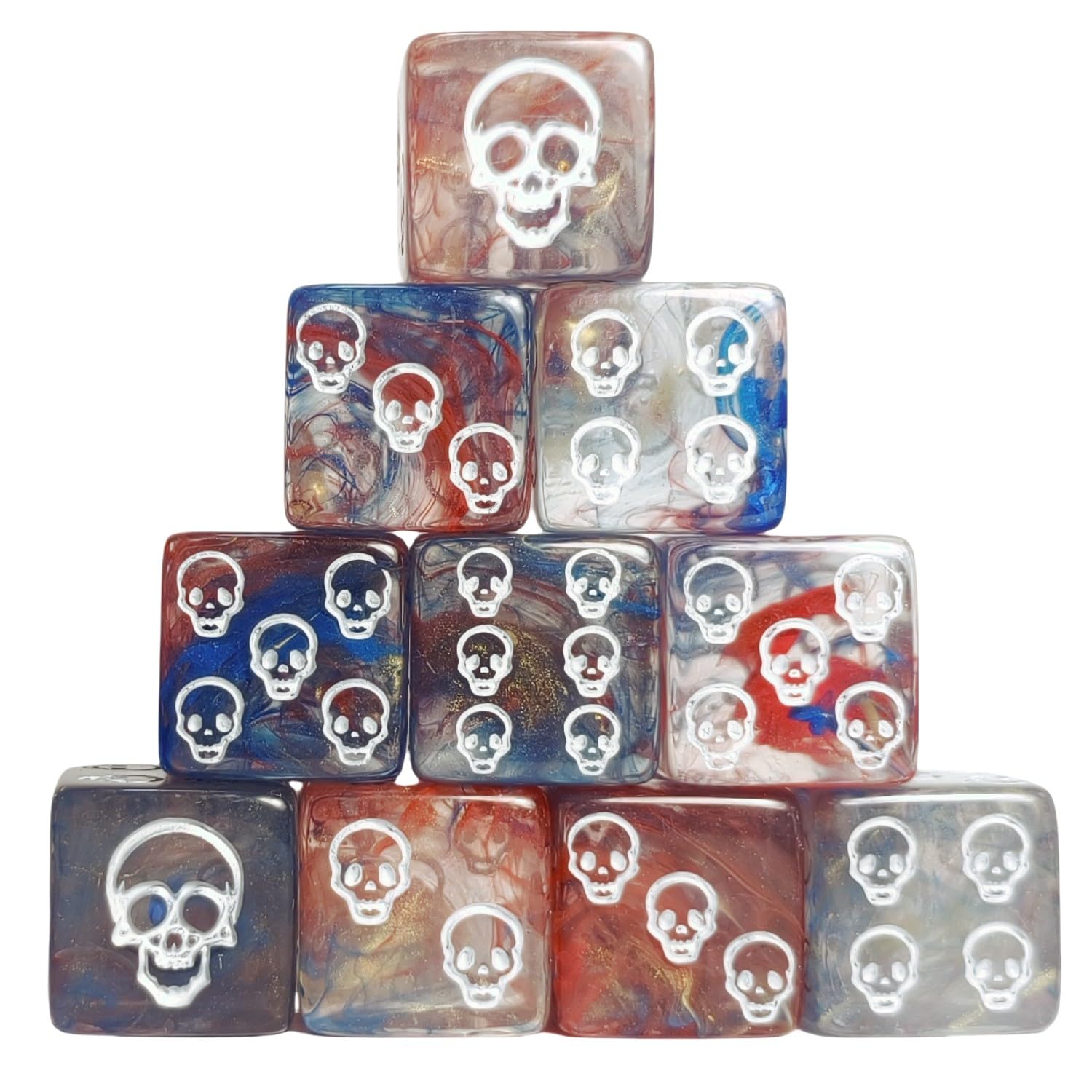 10 Pc D6 Dice 16Mm Acrylic Dice Set For Rpg Mtg Dnd Dice Table Games And Board Games (Human Skeleton Blue)