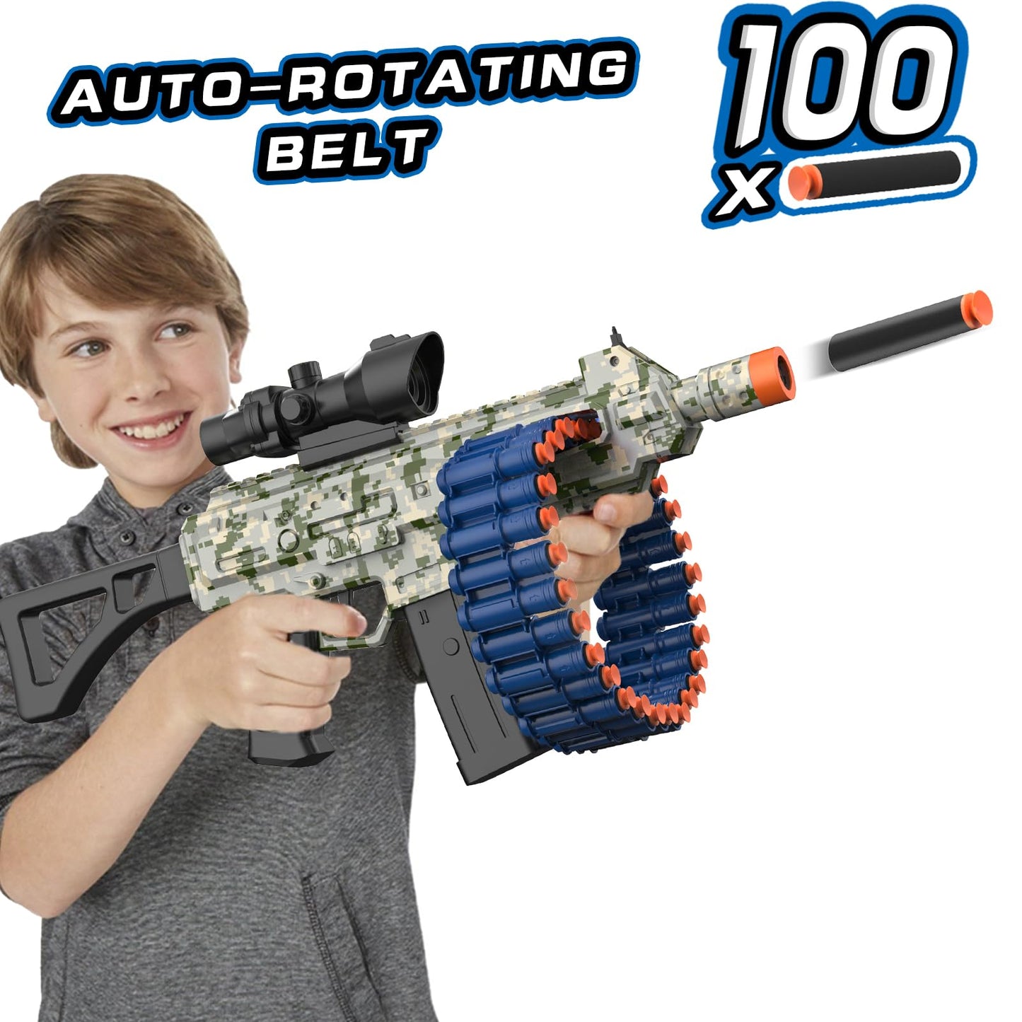 Electric Automatic Toy, Jakmean Toy Blaster With 30 Dart Clips And 100 Foam Darts, Outdoor Shooting Games Toys For 6-12 Year Old Boys & Girls Adults, Gifts For Birthday Xmas, Green