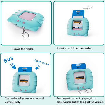 Lapare Audible Learning Toy for Toddlers - 520 Sight Words Flash Cards, Music, Plastic, Cyan, Ages 1-5