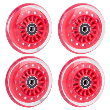 Aowish Ride On Swing Twist Wiggle Car Polyurethane Replacement Wheels W/Bearings Abec-9 (2 Front Wheels With Convex Hub, 2 Rear Wheels With Concave Hub) (Red)