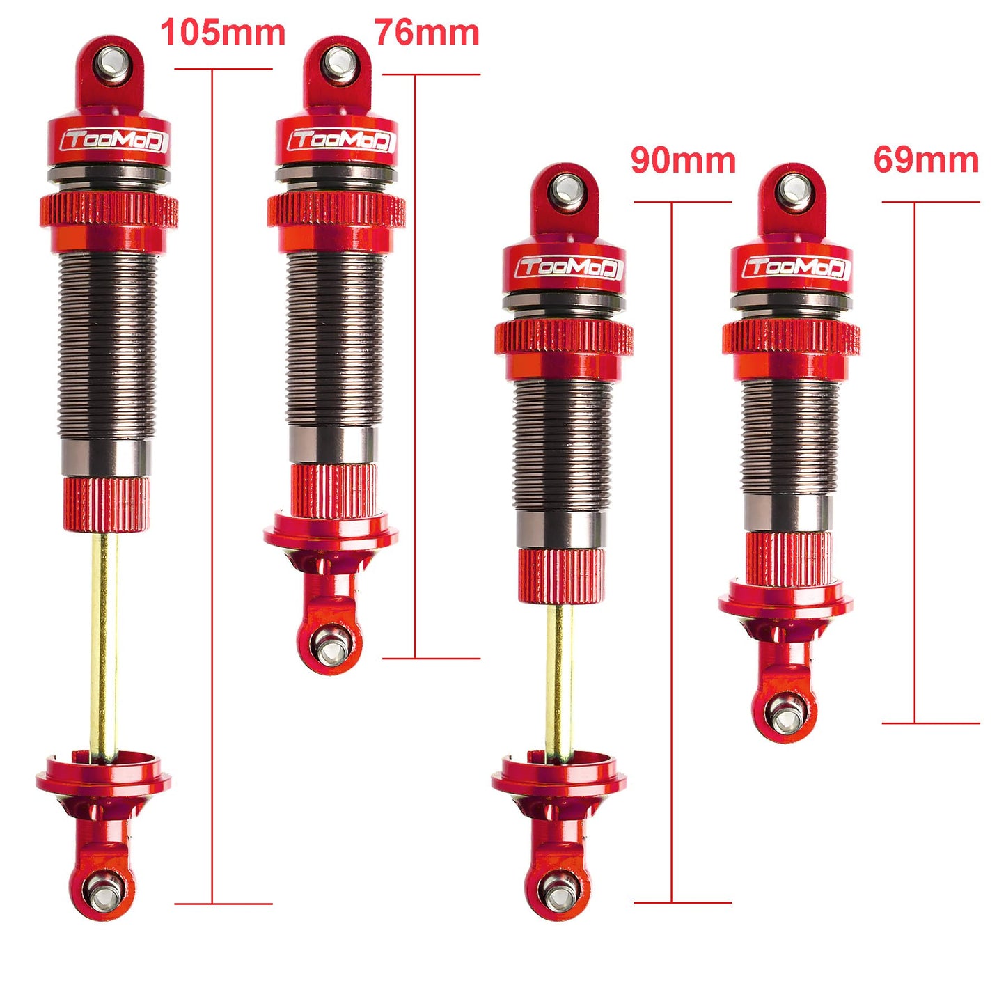 TOOMOD 90mm/105mm RC Oil Shock Absorber Big Bore Damper for 1/10 Slash 2WD, 4WD 4x4,Stampede,Rustler 4X4 VXL, Hoss,Bandit, Ford,