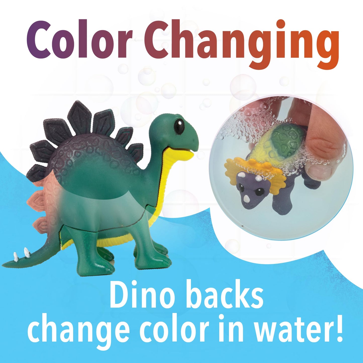 MindWare Dinosaur Color Splash Water Park Bathtub Playset - Interactive Bath Toys with Color Changing Dinosaur Figures - Gift fo