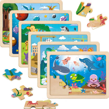 Wooden Puzzles For Kids Ages 4-6, 6 Packs 30 Pcs Jigsaw Puzzles For Kids Ages 3-5 | 4-8, Wooden Puzzles For Toddler Children Lea