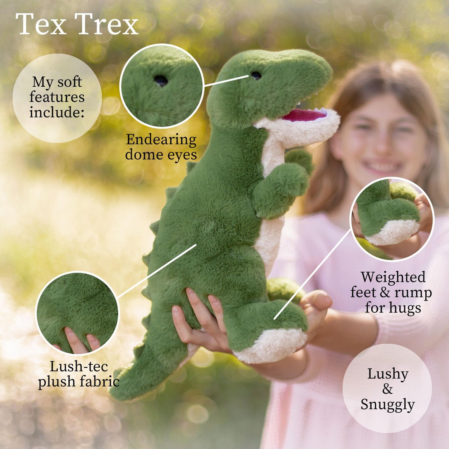 World'S Softest Plush Tex Trex, Lushee, Large, 16'' Stuffed Animal For Baby, Toddler, Kids, Adults - Trex Plush Toy-Adorable Toy