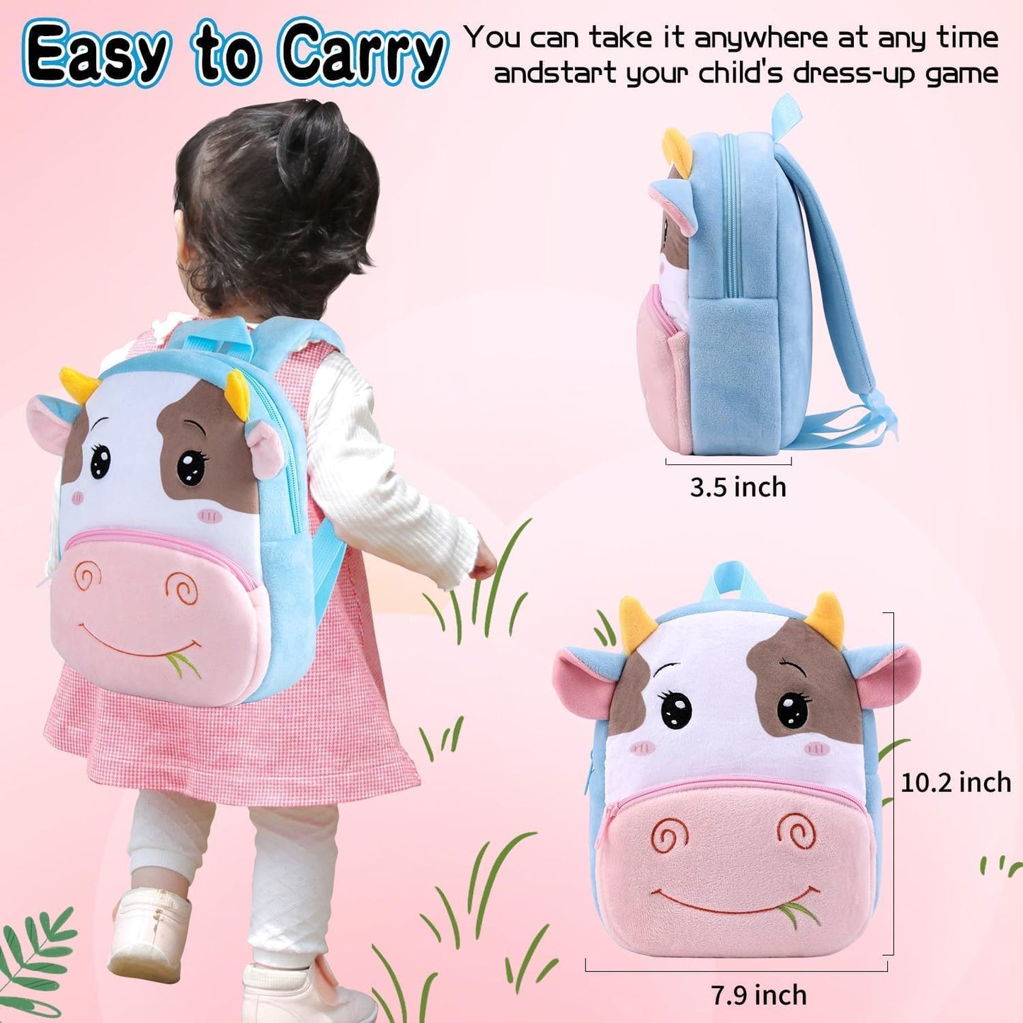 Medylove 8 Pieces Reborn Baby Doll Clothes Pink Accessories Set with Backpack for 17-22 inch Reborn Doll Clothes Girl Kids Gift Set