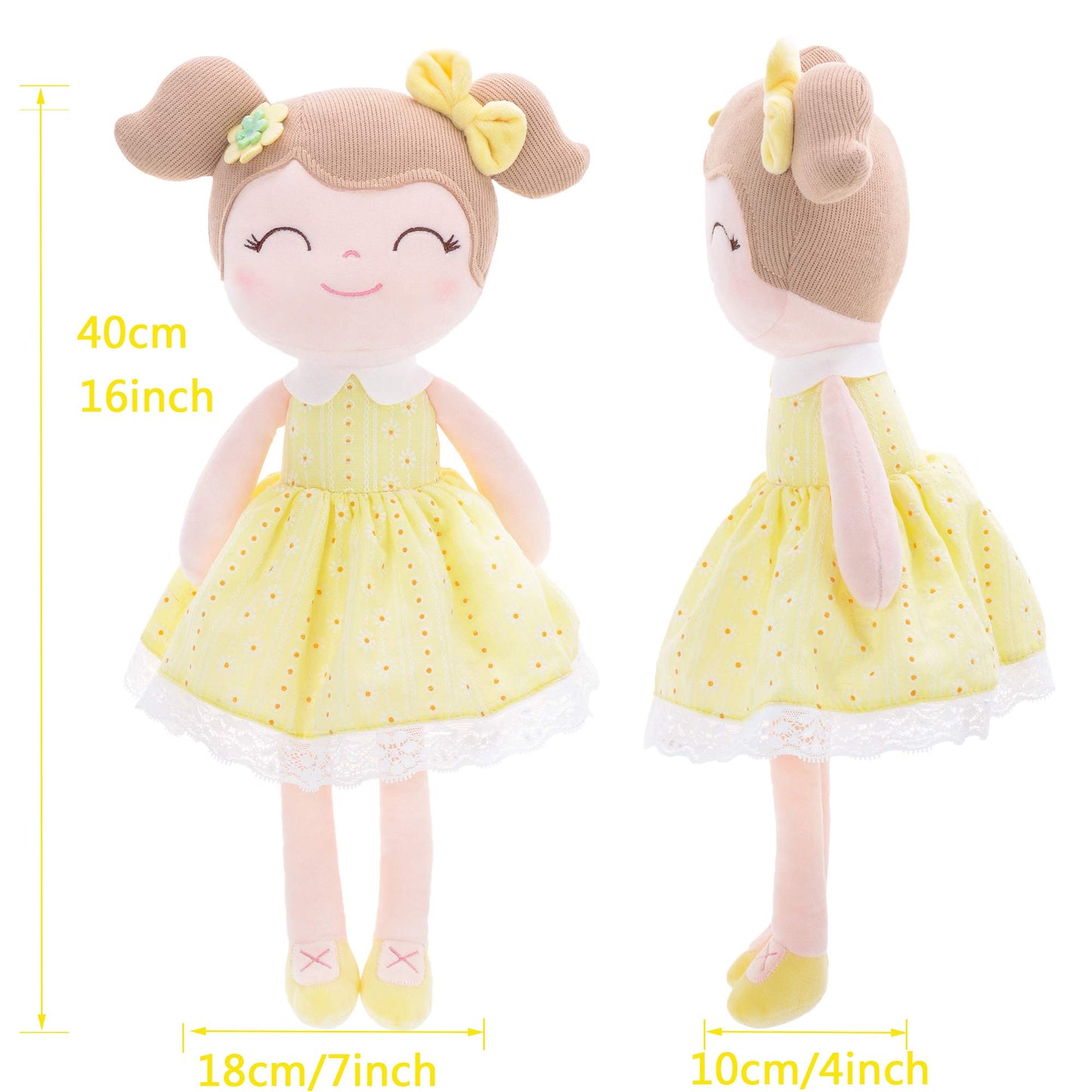 Gloveleya Baby Doll Baby Girl Gifts Plush Snuggle Dolls Soft Toys Yellow 16'