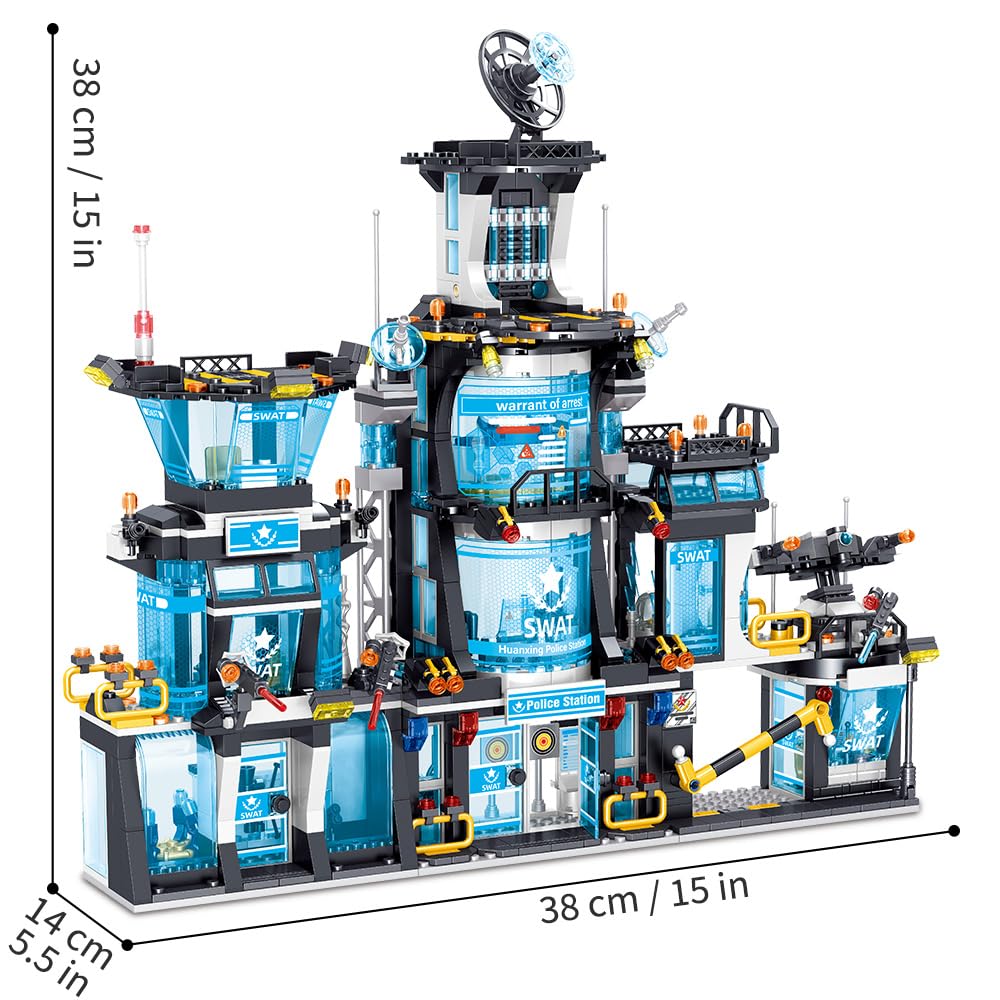 Mindbox City Police Station Building Set With Police Car & Helicopter,1430Pcs Building Block Toy Gift For Boys 8-12