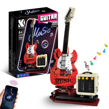 Xydongtong Guitar Music Interactive Building Set For Music Lovers, Diy Guitar Model Toy Compatible With Lego,Reverb Amplifier &