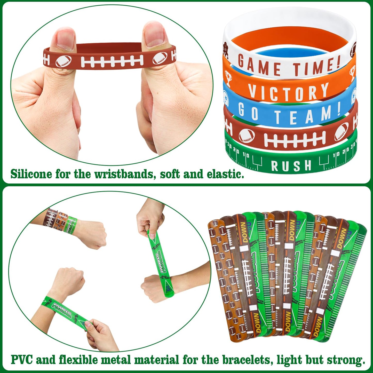Pixhotul 40 Pieces Football Party Favors, Silicone Wristbands And Rubber Bracelets For Game Day, Teens Birthday, Theme Party, Te