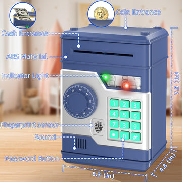 Nafeiv Piggy Bank, Automatic Electronic Piggy Bank For Kids Boys Girls With Password And Fingerprint Unlocking Simulation, Money