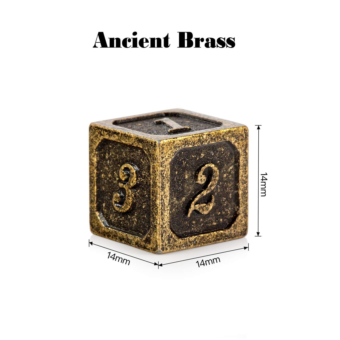 DNDND 6 Sided Dice Set , 6 Pieces Ancient Brass D6 Metallic Dice with Free Black Velvet Bag for D&D DND Pathfinder Shadowrun or