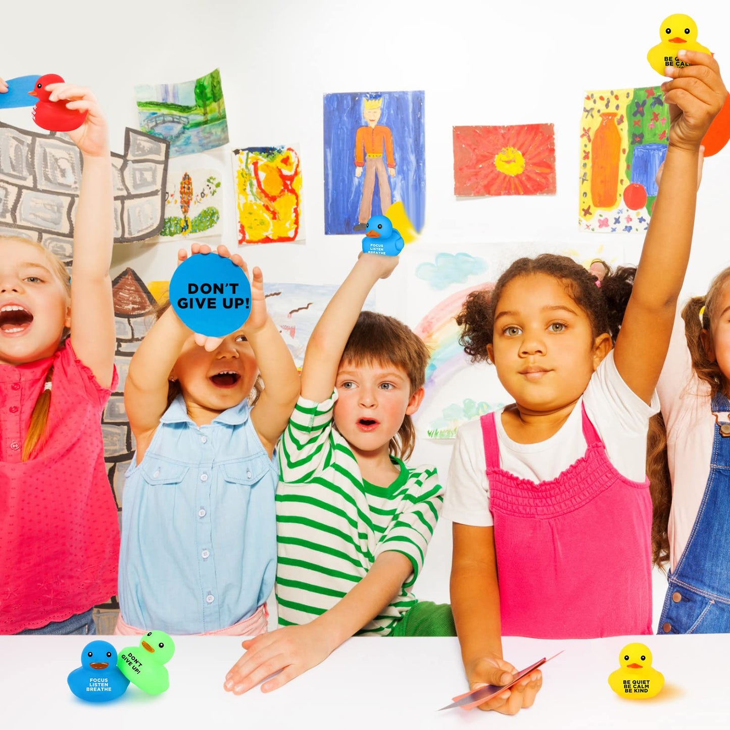 Lenwen 24 Pcs 1.89 Inch Rubber Duck Bath Toy Inspirational Gift Motivational Rubber Ducks Thank You Gifts Inspirational Party Favors Baby Shower Decorations Birthday (Red  Yellow  Blue  Green)