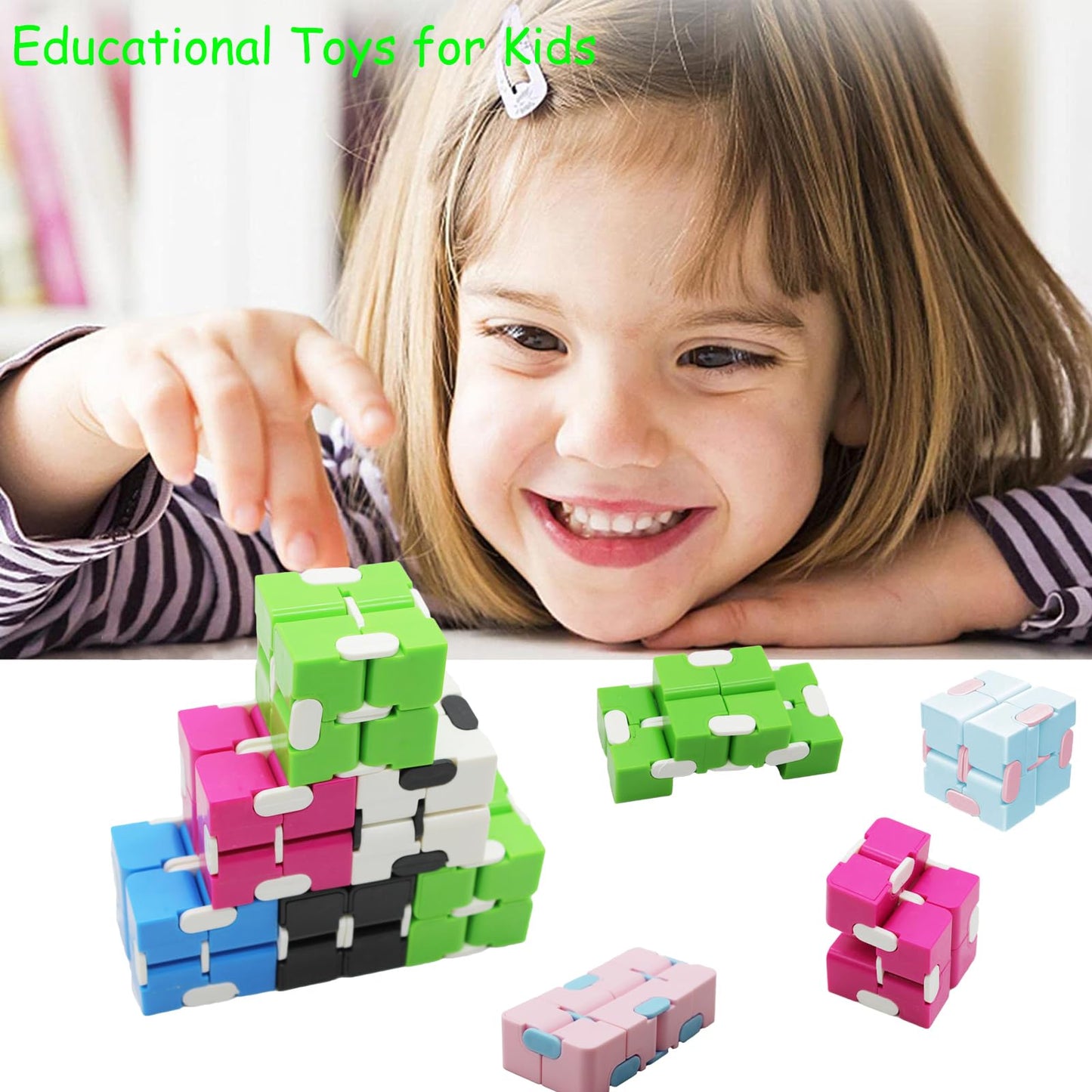 6 Pack Infinity Cube Toys, Fidget Blocks For Kids Boys Girls, Infinite Cubes Flip Cube Finger Toys For Birthday Gifts Goodie Bag Basket Stuffers Classroom Prizes Party Favors