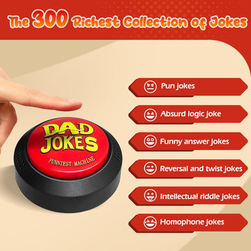 WYZOID Dad Jokes Generator Button, Small Red Plastic, 300 Funny Jokes, Ideal Gift for Dad/Father's Day/Christmas