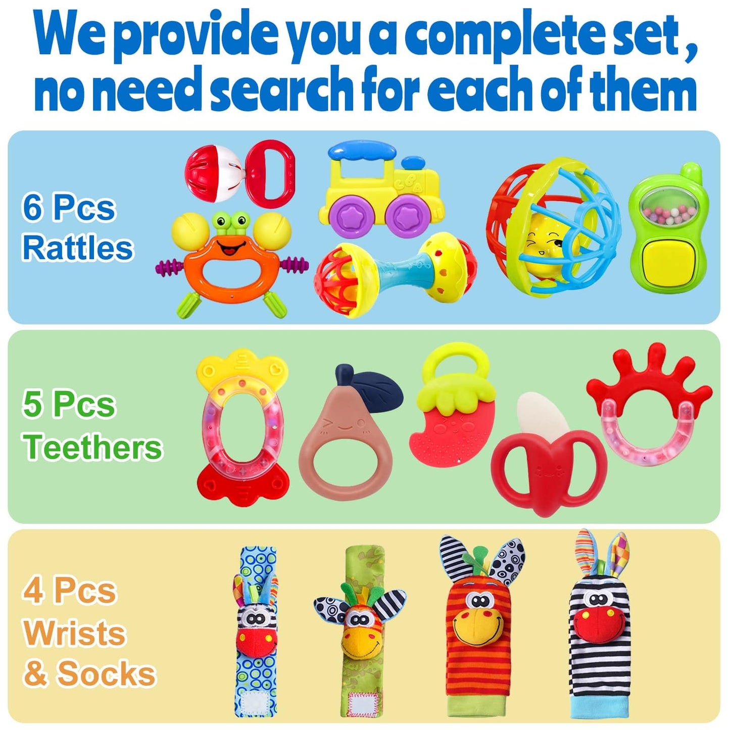 Baby Rattles 0-6 Months: Rattles For Babies 0-6 Months Baby Rattles Toys 0-3-6-12 Months Infant Rattle Toys For Babies 0-6 Months Teething - Newborn Baby Boy Girl Rattles Set Wrist Socks
