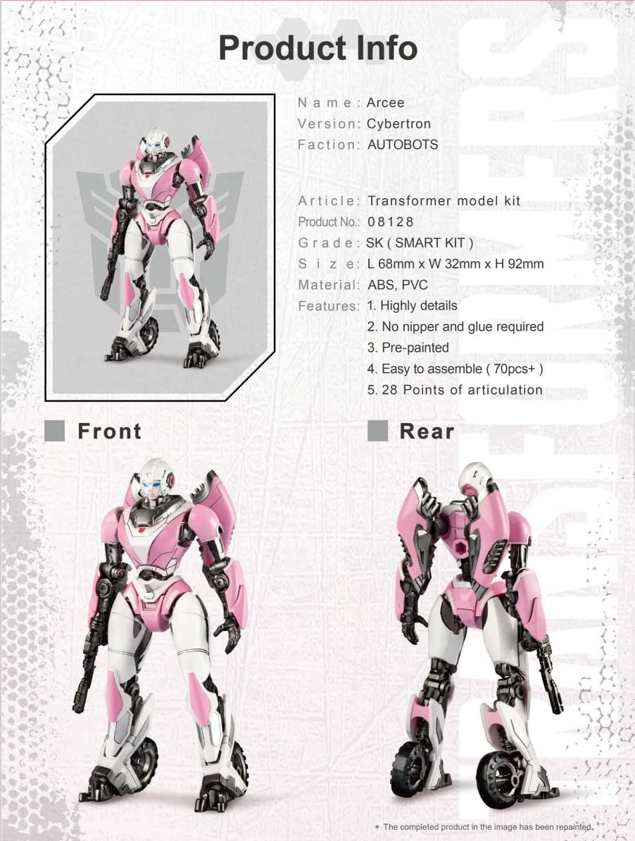 Transformers Arcee Figure Model Kit - Cybertron Easy To Assemble 3D Articulated Action Figure Pre Painted Collectible Series Toy