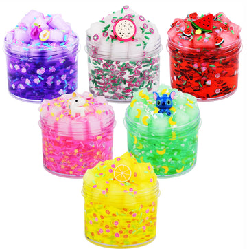 6 Pack,Fun Slime Crystal Clear Slime Kit,Super Soft And Non-Sticky, Diy Crunchy Slime Toy For Kids, Boba Slime Party Favors For