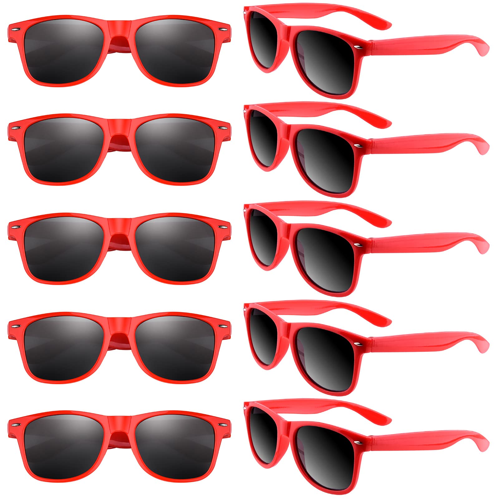 Bouiexye 48 Pack Party Sunglasses Bulk for Birthday Summer Wedding Party Goody Bag Fillers Supplies (Red)