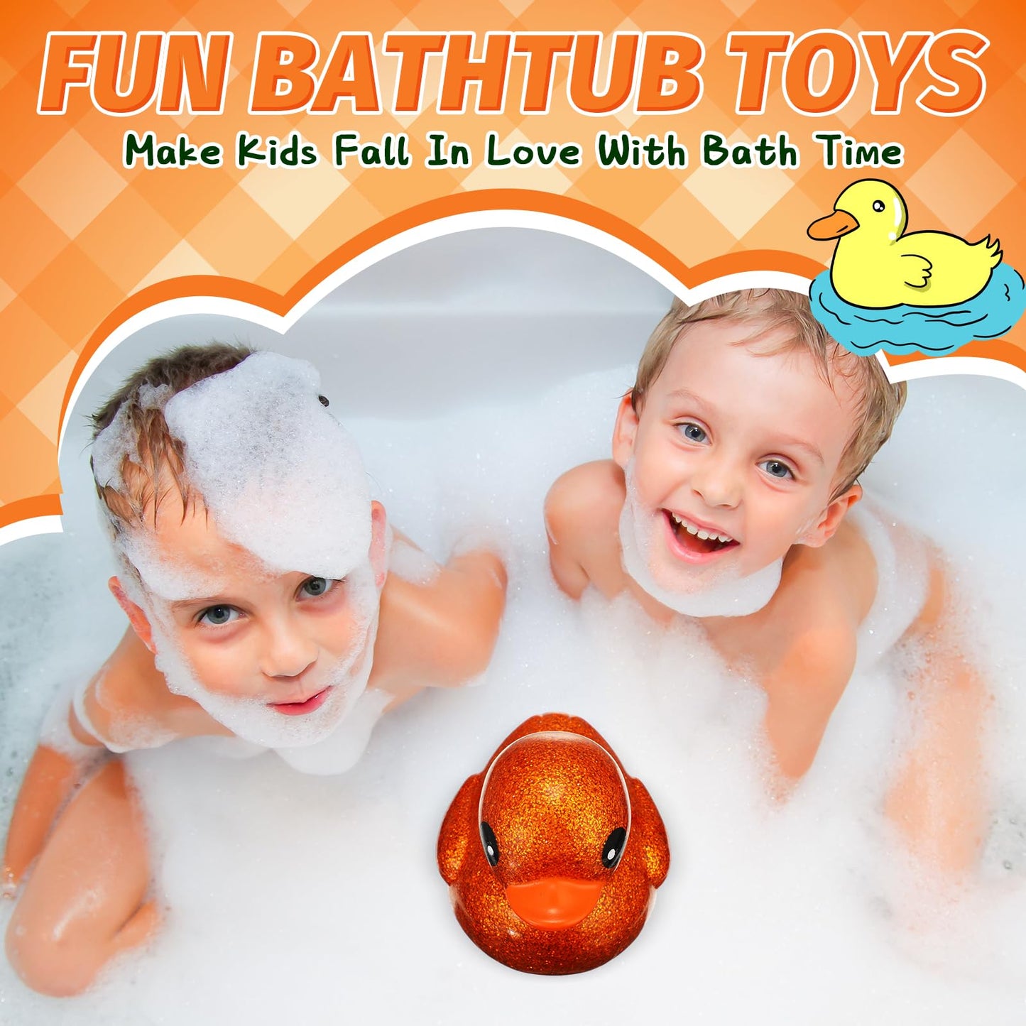Honoson 6.89 Inch Giant Glitter Rubber Duck Big Glitter Rubber Duck Large Sparkly Duck Bath Toy With Squeaky Sound For Summer Ba
