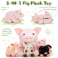 Beniny 5Pcs Pig Stuffed Animals Set, Large Mommy Pink Stuffed Pig Plush 15.7'' With 3 Baby Piggy In Her Zippered Tummy, Cute Pig