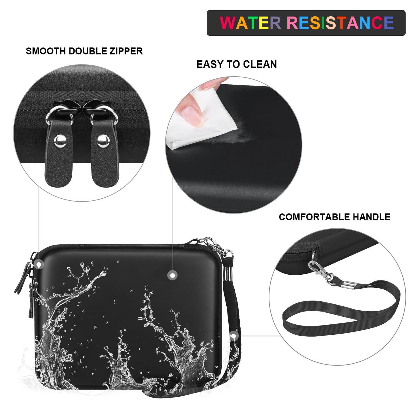 Supmay Hard Carrying Case for RG406V/ RG405V Handheld Game Console  Retro Game Protective Case with Zipper Mesh Pocket for SD Card  USB Charging Cable  User Manual  Black