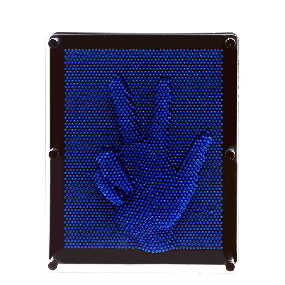E-FirstFeeling 3D Pin Art Toy - Extra Large 10"x8" Blue Plastic Hand Mold Board for Kids & Adults