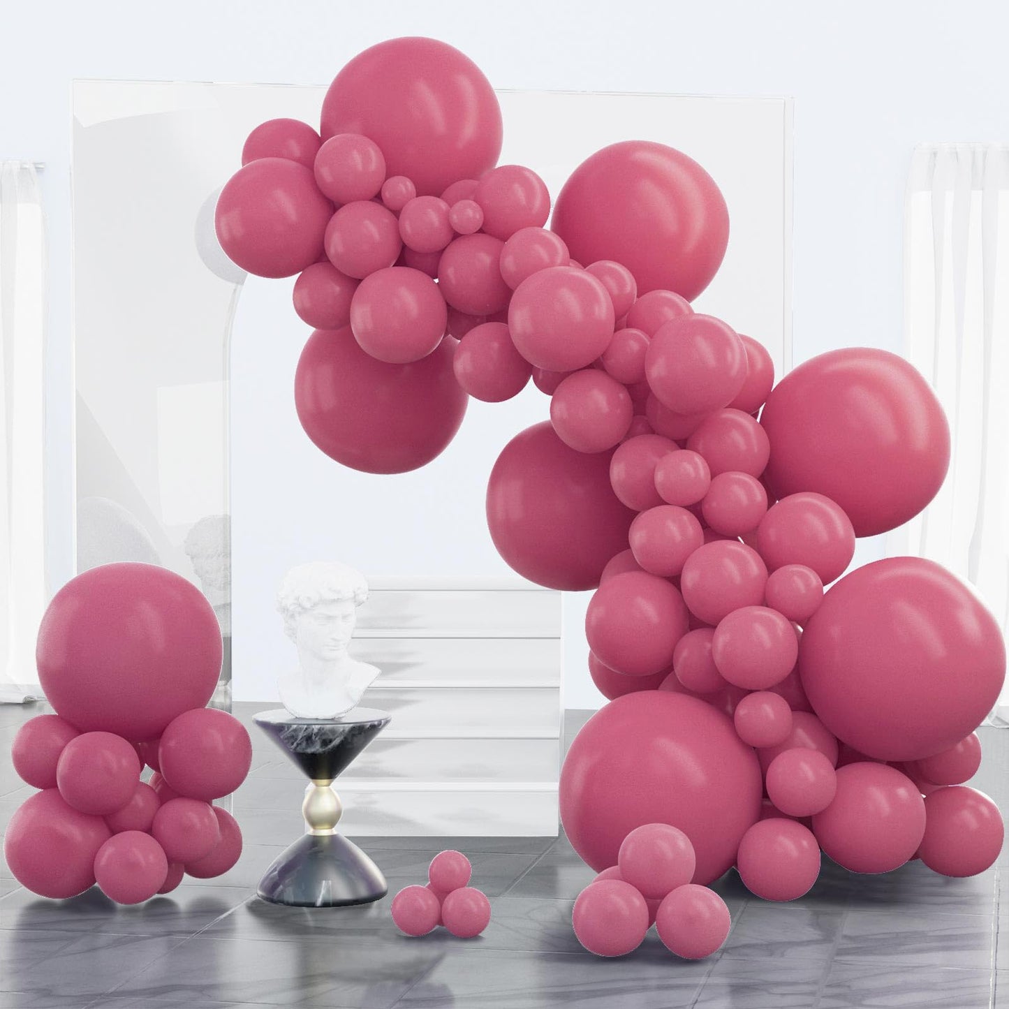 Partywoo Opera Mauve Balloons, 100 Pcs Boho Pink Balloons Different Sizes Pack Of 18 Inch 12 Inch 10 Inch 5 Inch Mauve Pink Balloons For Balloon Garland Or Balloon Arch As Party Decorations, Pink-F02