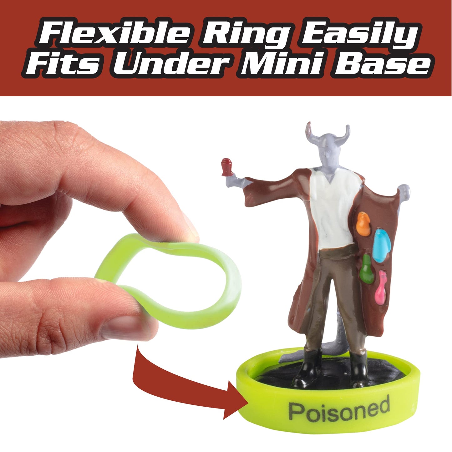 Monster Protectors Flexible Status Effect Markers - 120 Rings for DND & RPG - Large Silicone - 24 Conditions, Easy Slides