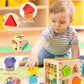 AMAWOOD Montessori Toy for Toddlers, Shape Sorter for Babies, Wooden Shape Sorting Cube with 8 Rattling Blocks Baby Toys, Educat