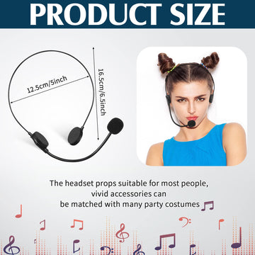 Zhanmai 4 Pcs Black Microphone Headset Toy Headpiece Costume Prop Headset Hippie Costume Accessories Halloween Makeup Props For Party Supplies