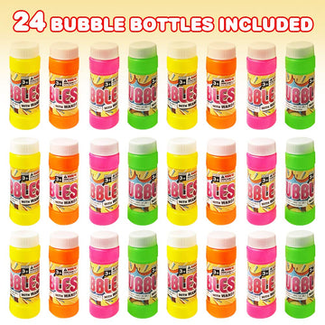 Artcreativity Bubble Blower Bottles With Wand (24Packs), Bubbles Bulk For Birthday Party Favors, Bubble Toys For Kids, Outdoor Summer Fun - 3.5 Inch, 2Oz Of Bubble Solution - Assorted Colors