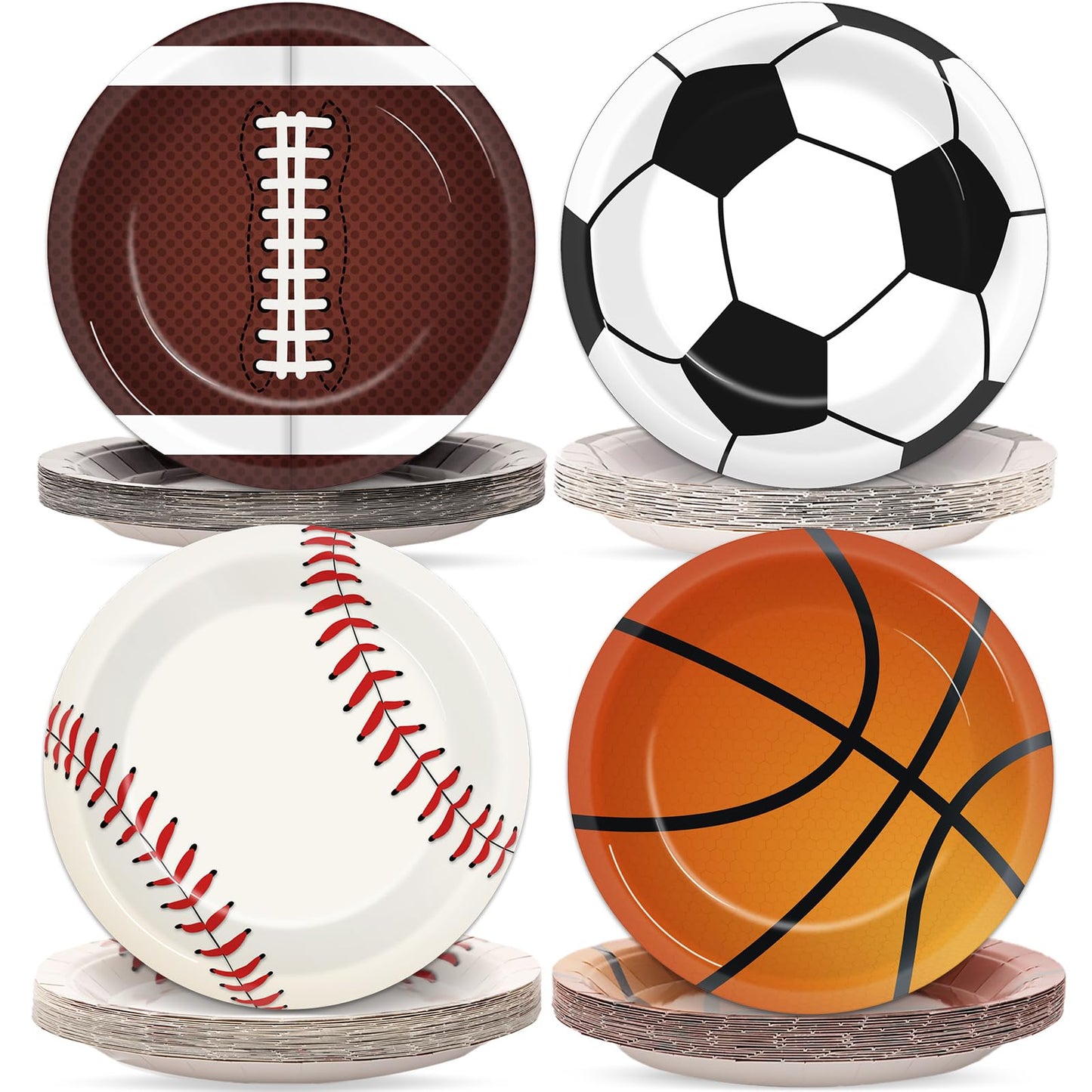 ZOIIWA 80Pcs Sports Themed Birthday Party Supplies All Star Plates Baseball Football Soccer Basketball Dinnerware Plates Superst
