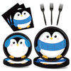 96 Pcs Penguin Birthday Party Supplies Paper Plates Napkins Winter Penguin Themed Party Winter Christmas Holiday Birthday Xmas T