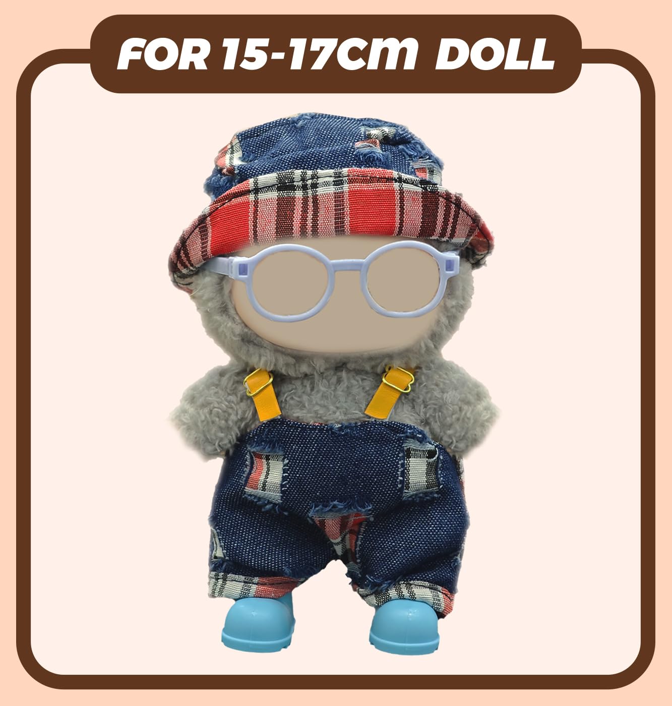 Doll Clothes Accessories Set for 17cm  Funny Outfit Set Compatible with 17 cm  Adorable Doll Clothing Set  Cute Clothes for Dress up Unique Style  No Doll Included (Denim Blue)