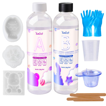 Transparent Liquid Silicone for Squishy Maker  18oz Silicone Rubber for Making Taba Squishy  Super Soft & Fast Liquid Silicones  Perfect DIY Decompression Gift  Custom Mold: Cat Paw + Fish + Bear