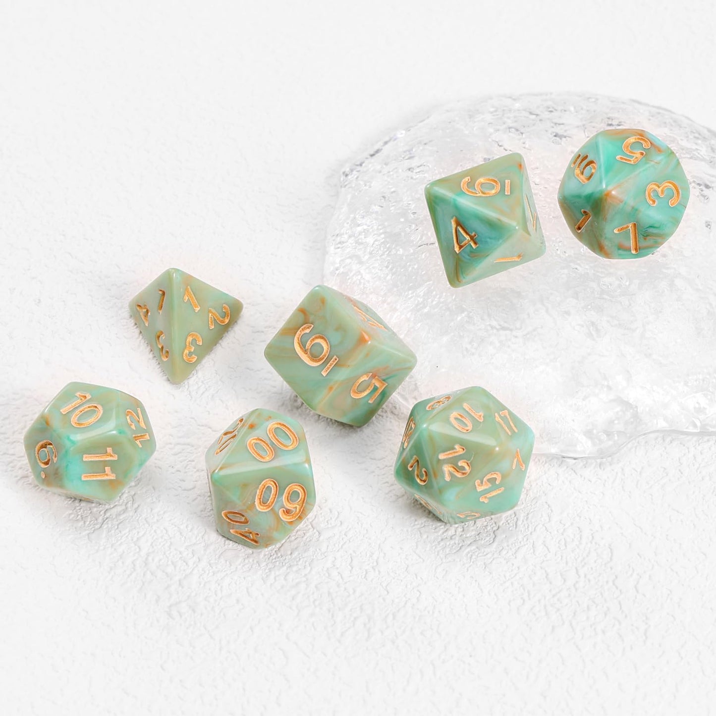 Role Playing Dice Set - 16Mm Polyhedral Dnd Dice In Mixed Colors (Orange, Dark Green, Light Green) - Perfect For Dungeons And Dr