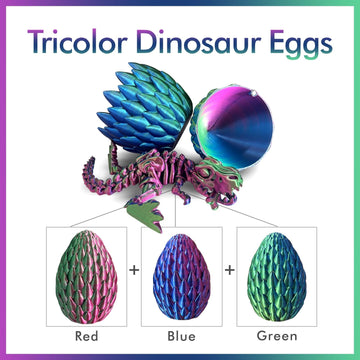 3D Printed Dinosaur Toy, 3D Printed Skeleton Dinosaur Egg With Articulated Tyrannosaurus Rex, Mystery Crystal Dinosaur Flexible Rexi Toys With Bone, Articulated Fidget Dragon For Autism/Adhd