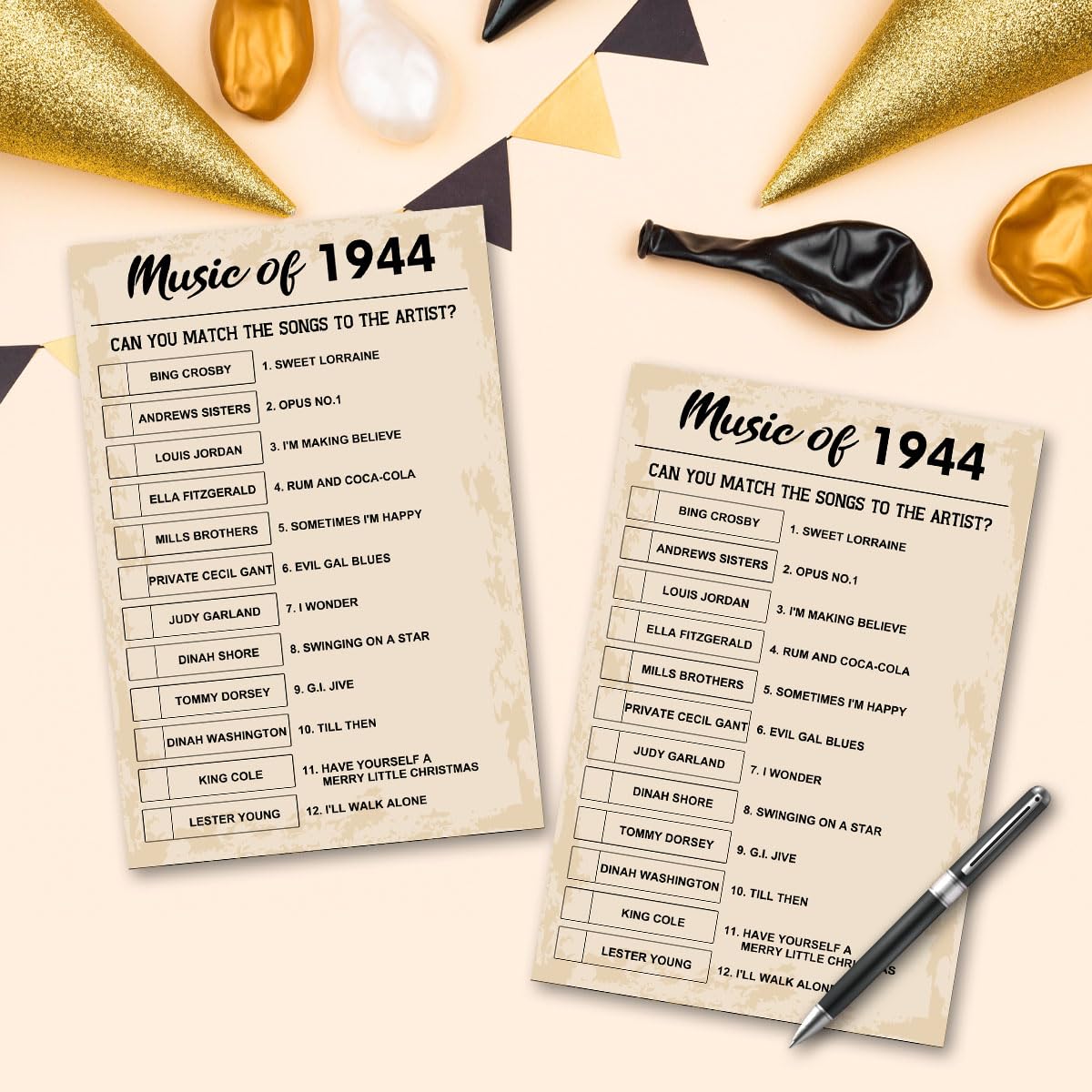 80Th Birthday Party Games, Music Of 1944 Games, Birthday Party Supplies For Adults, Fun 1944S Party Game,Pack Of 30 Cards