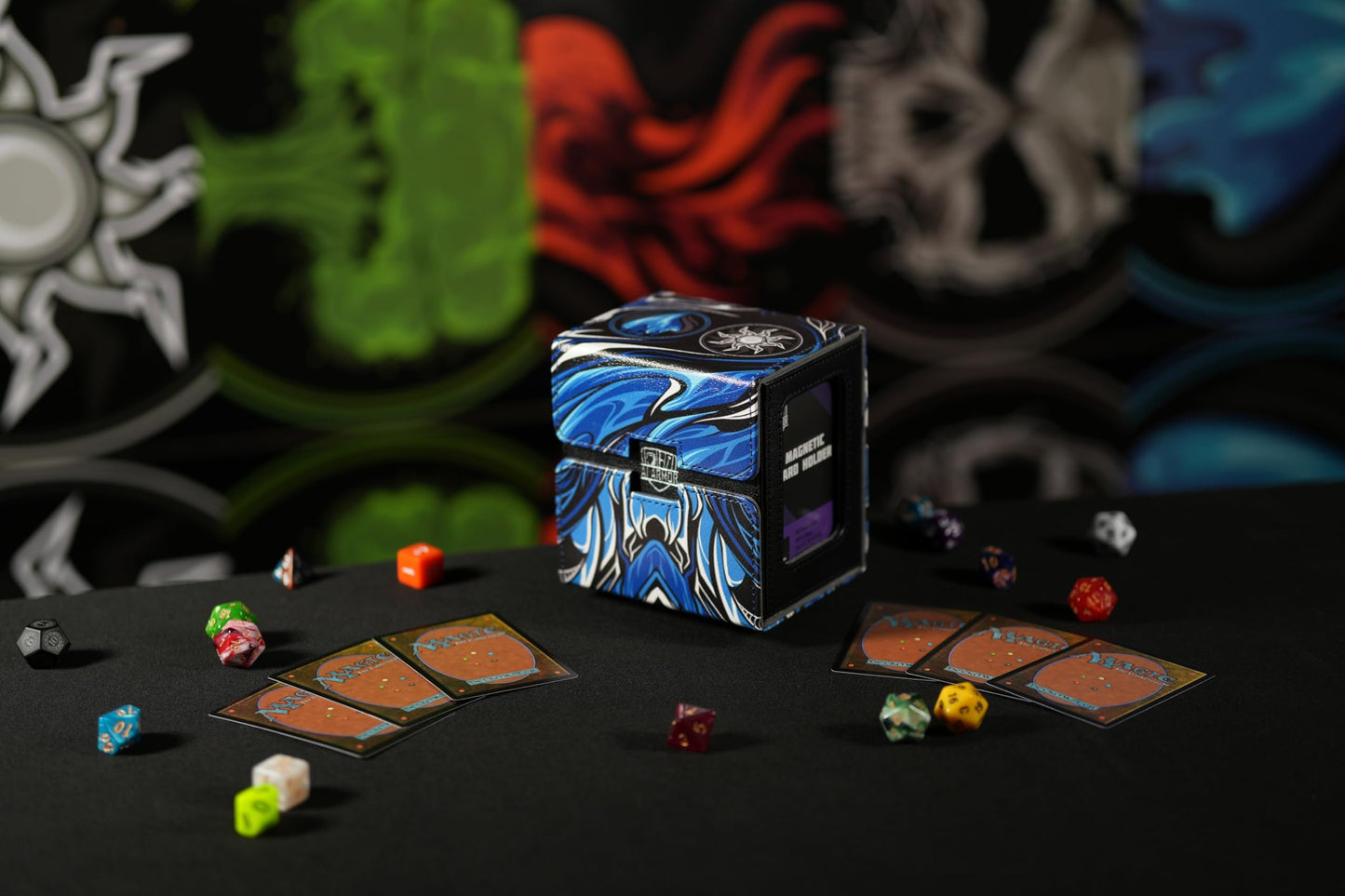 Ai protective covering MTG Commander 100+ Card Custom Art Deck Box With Storage (Blue/White)