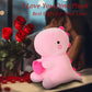 SQEQE Plush Dinosaur Stuffed Animal, 20 inch Pink Dino with Heart, Soft PP Cotton Toy for Kids, Perfect Gift for Anniversary & Birthdays