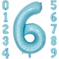Paticool 40 Inch Blue Number Balloon 6, Large Light Blue Number Foil Mylar Balloons For Birthday Party Celebration Decorations S