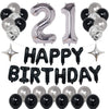 Naninuneno 21St Black Silver Birthday Party Decorations For Men Women, Happy 21 Birthday Party Supplies With Black Happy Birthda
