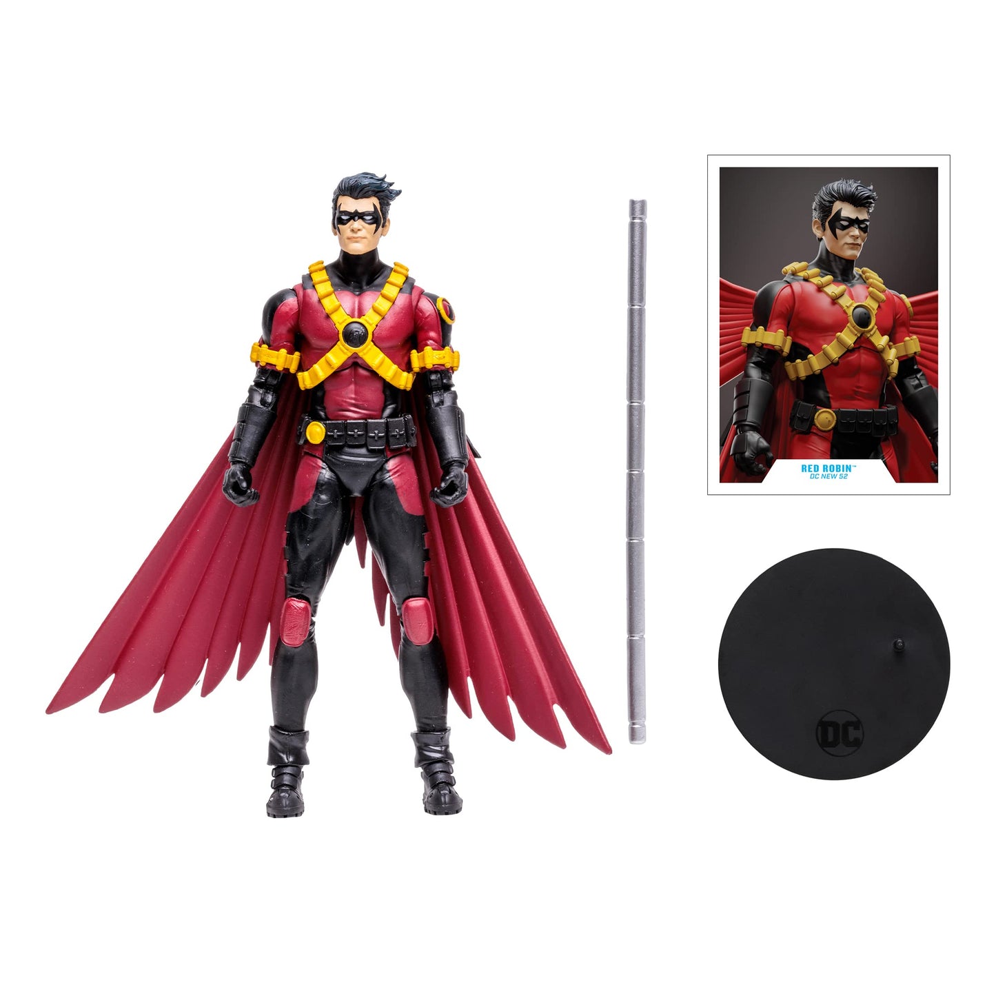 McFarlane Toys DC Multiverse Red Robin 7" Action Figure, Multicolor, PVC, Model 15251, Includes Accessories