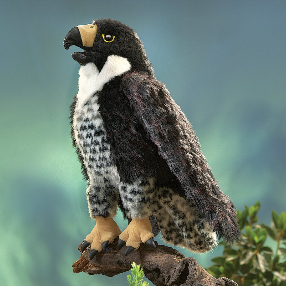 Folkmanis Peregrine Falcon Hand Puppet, Black/White/Yellow