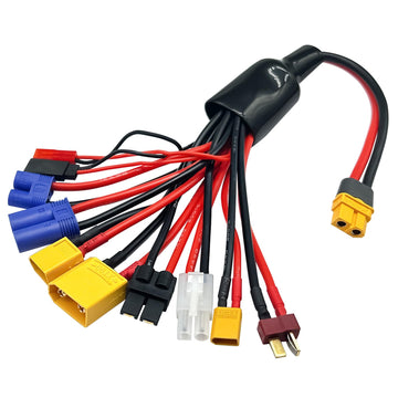 RC Lipo Battery Charger Adapter Connector Splitter Wire 10 in 1 Octopus Convert Cable to XT60H Plug Lead Cable for TRX, T-Plug,