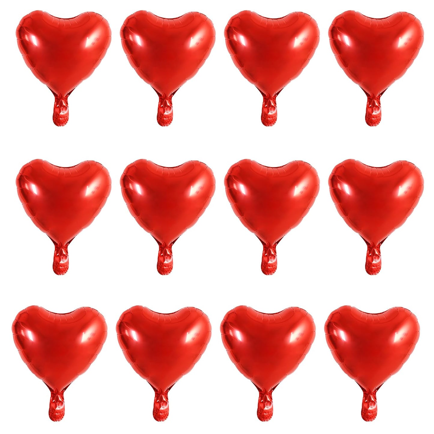 TONIFUL 30Pcs 10 Inch Red Heart Balloons Valentines Day Heart Shape Foil Mylar Balloons Decoration for Romantic Valentines Day 